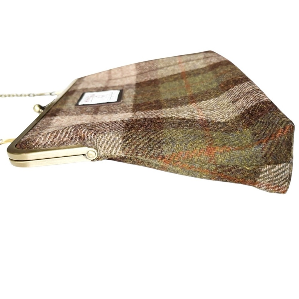 Harris Tweed green and brown check large kisslock clutch bag by  kimberleymac - Picture 9 of 14